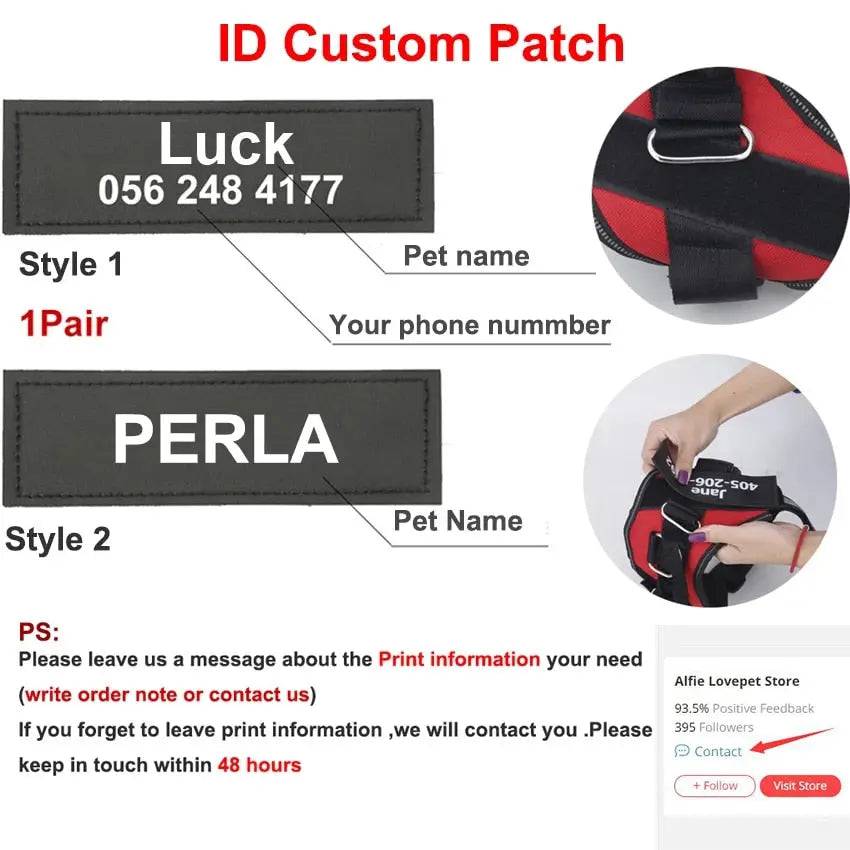 Fallen leaves Dog Harness No Pull Reflective Breathable Pet Harness With Name For Dogs Custom Patch Adjustable Outdoor Walking Dog Supplies TRENDYPET'S ZONE