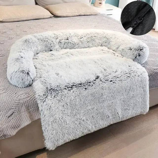 Gray Washable Removable Plush Pet Dog Bed Sofa House Mat Kennel Winter Warm Bed Pad Washable Dog Cushion Blanket Sofa Cover - Trendypet's Zone