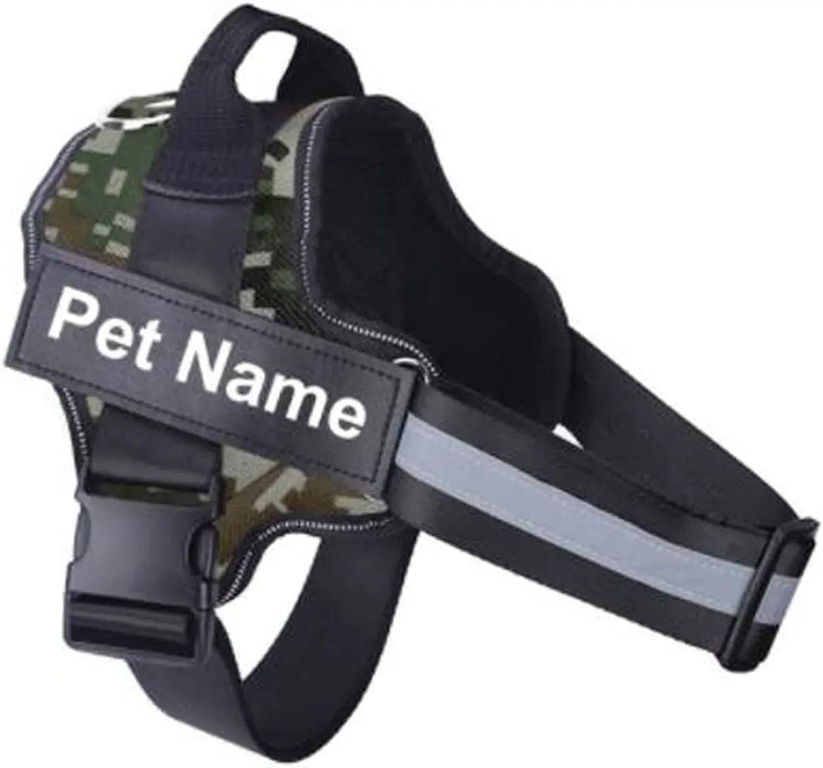 Green Camouflage Dog Harness No Pull Reflective Breathable Pet Harness With Name For Dogs Custom Patch Adjustable Outdoor Walking Dog Supplies TRENDYPET'S ZONE