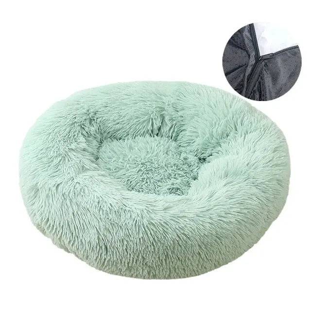 Green Detachable Dog & Cat Bed With Zipper Round Mat Thicken Plush TRENDYPET'S ZONE