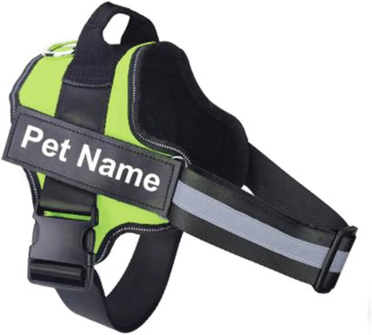 Green Dog Harness No Pull Reflective Breathable Pet Harness With Name For Dogs Custom Patch Adjustable Outdoor Walking Dog Supplies TRENDYPET'S ZONE