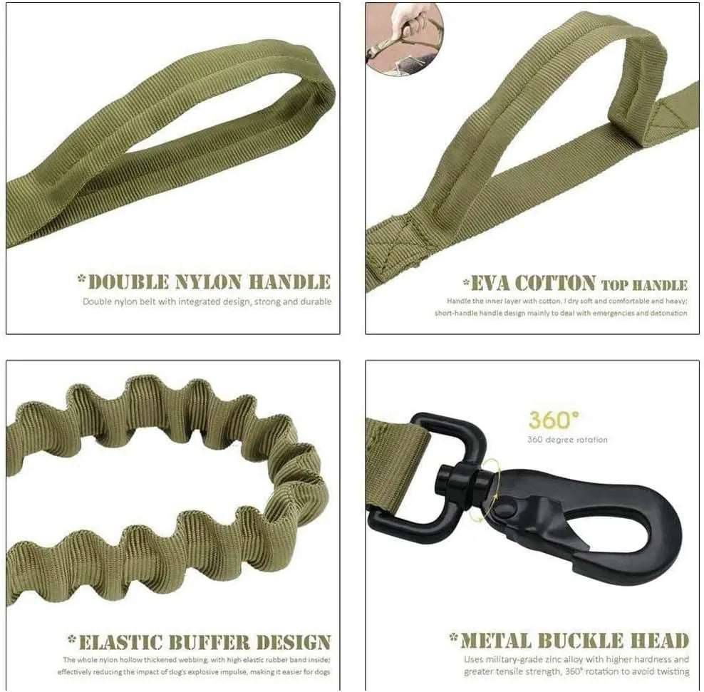 Green Durable Tactical Dog Collar Leash Set Military Pet Collars Heavy Duty For Dogs Training Accessories TRENDYPET'S ZONE