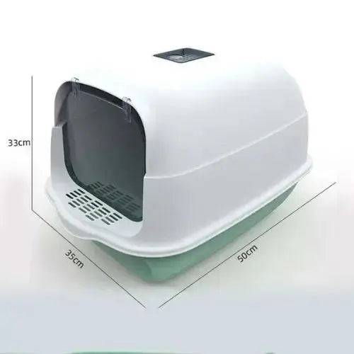 Green Fully Enclosed - Semi-sealed Pet Cat Litter Box Fully Enclosed Anti-Splash Deodorant Cat Toilet for Cats Two-Way with Shovel High Capacity Cat Litter Tray - Trendypet's Zone