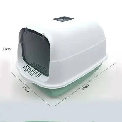 Green Fully Enclosed - Semi-sealed Pet Cat Litter Box Fully Enclosed Anti-Splash Deodorant Cat Toilet for Cats Two-Way with Shovel High Capacity Cat Litter Tray - Trendypet's Zone