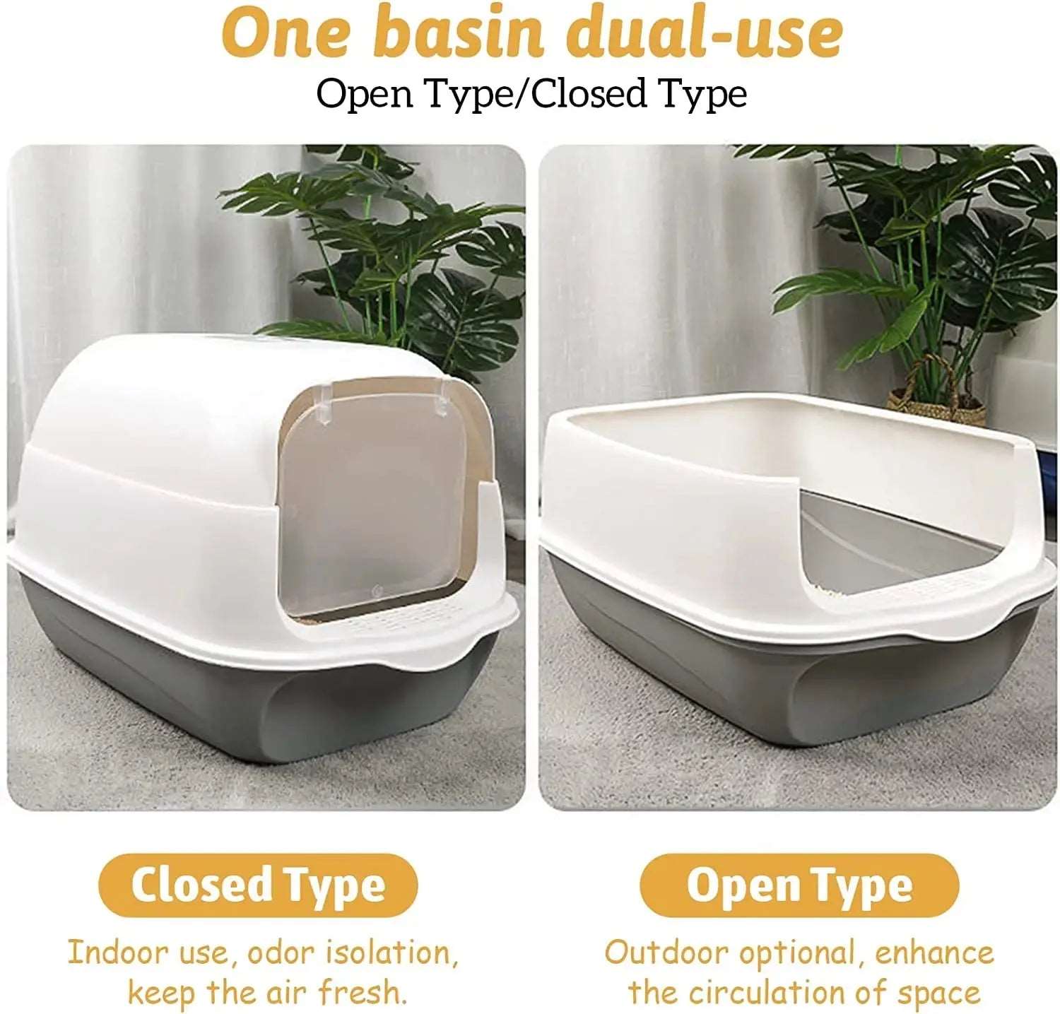 Green Fully Enclosed - Semi-sealed Pet Cat Litter Box Fully Enclosed Anti-Splash Deodorant Cat Toilet for Cats Two-Way with Shovel High Capacity Cat Litter Tray - Trendypet's Zone