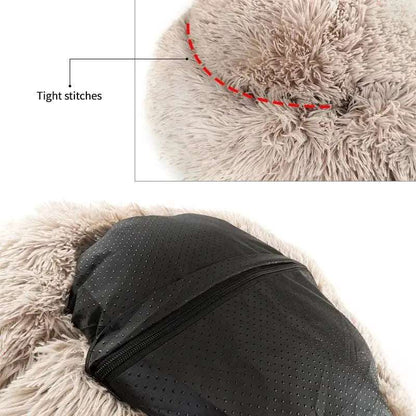 Grey Detachable Dog & Cat Bed With Zipper Round Mat Thicken Plush TRENDYPET'S ZONE