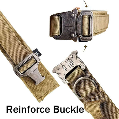 Khaki Durable Tactical Dog Collar Leash Set Military Pet Collars Heavy Duty For Dogs Training Accessories TRENDYPET'S ZONE