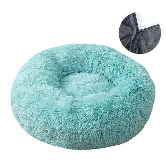 Light Cyan Detachable Dog & Cat Bed With Zipper Round Mat Thicken Plush TRENDYPET'S ZONE