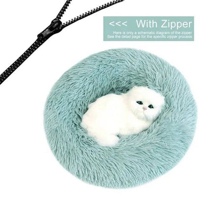 Light Cyan Detachable Dog & Cat Bed With Zipper Round Mat Thicken Plush TRENDYPET'S ZONE