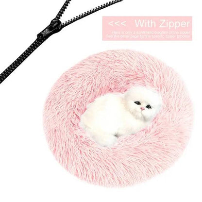 Light Pink Detachable Dog & Cat Bed With Zipper Round Mat Thicken Plush TRENDYPET'S ZONE