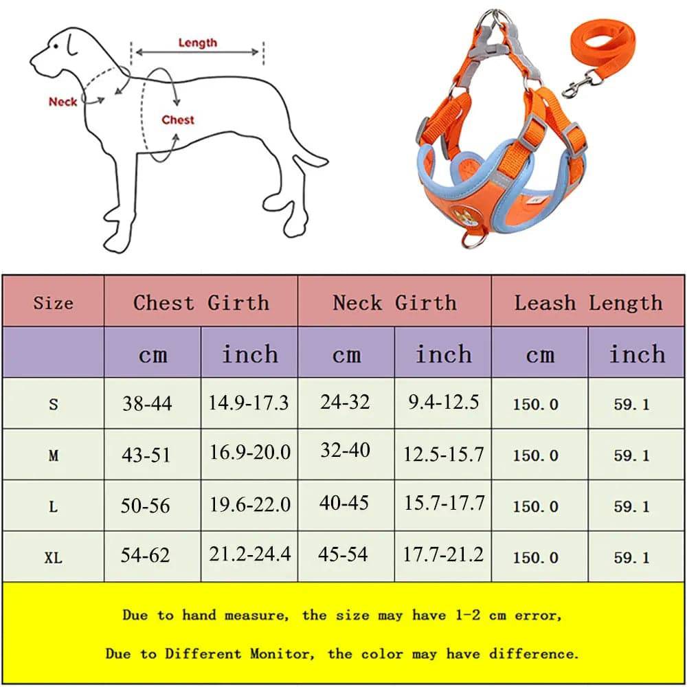 Orange Pet Dog Harness and Leash Set Adjustable Puppy Harness Vest Reflective Walking Lead Leash For Small Dogs Chihuahua TRENDYPET'S ZONE