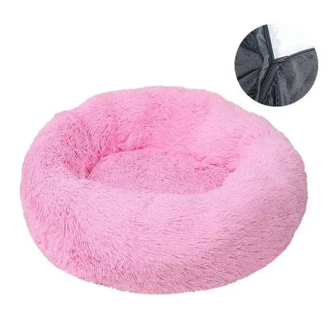 Pink Detachable Dog & Cat Bed With Zipper Round Mat Thicken Plush TRENDYPET'S ZONE