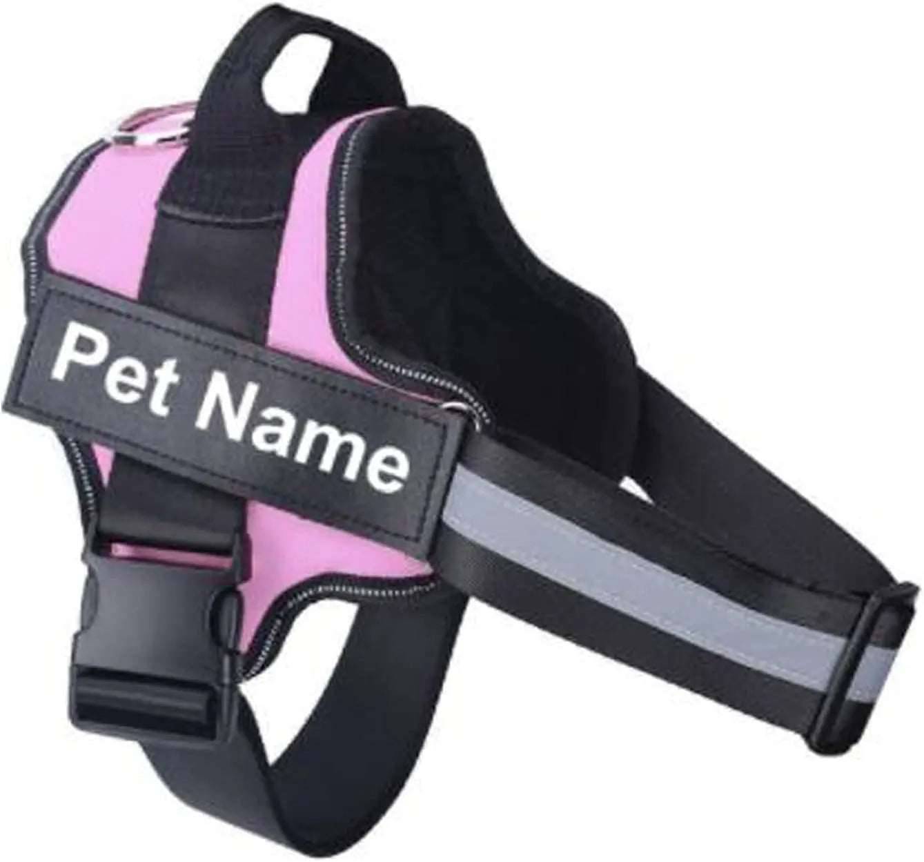 Pink Dog Harness No Pull Reflective Breathable Pet Harness With Name For Dogs Custom Patch Adjustable Outdoor Walking Dog Supplies TRENDYPET'S ZONE