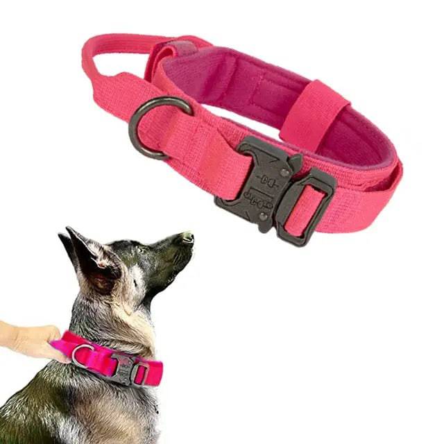 Pink Durable Tactical Dog Collar Leash Set Military Pet Collars Heavy Duty For Medium Large Dogs Training Accessories - Trendypet's Zone