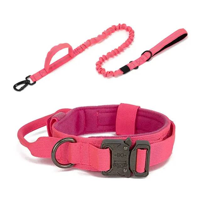 Pink Durable Tactical Dog Collar Leash Set Military Pet Collars Heavy Duty For Medium Large Dogs Training Accessories - Trendypet's Zone