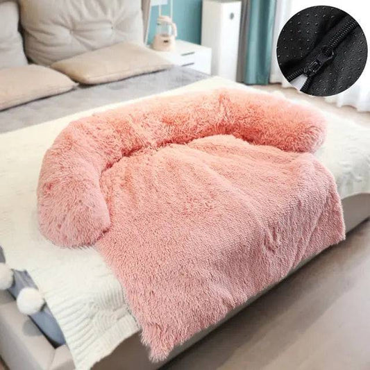 Pink Washable Removable Plush Pet Dog Bed Sofa House Mat Kennel Winter Warm Bed Pad Washable Dog Cushion Blanket Sofa Cover - Trendypet's Zone