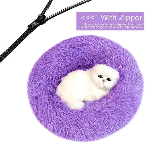 Purple Detachable Dog & Cat Bed With Zipper Round Mat Thicken Plush TRENDYPET'S ZONE