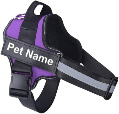 Purple Dog Harness No Pull Reflective Breathable Pet Harness With Name For Dogs Custom Patch Adjustable Outdoor Walking Dog Supplies TRENDYPET'S ZONE