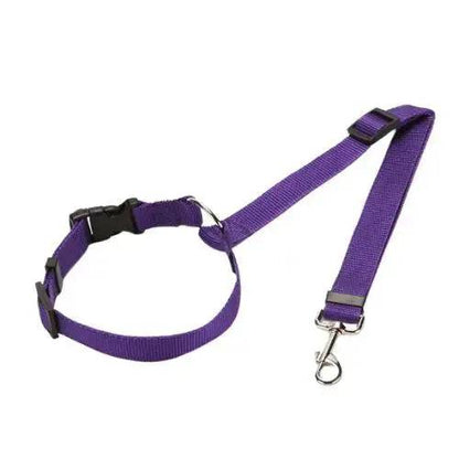 Purple Solid Color Two-in-one Pet Car Seat Belt Nylon Lead Leash Backseat Safety Belt Adjustable Dogs Harness Collar Pet Accessories TRENDYPET'S ZONE