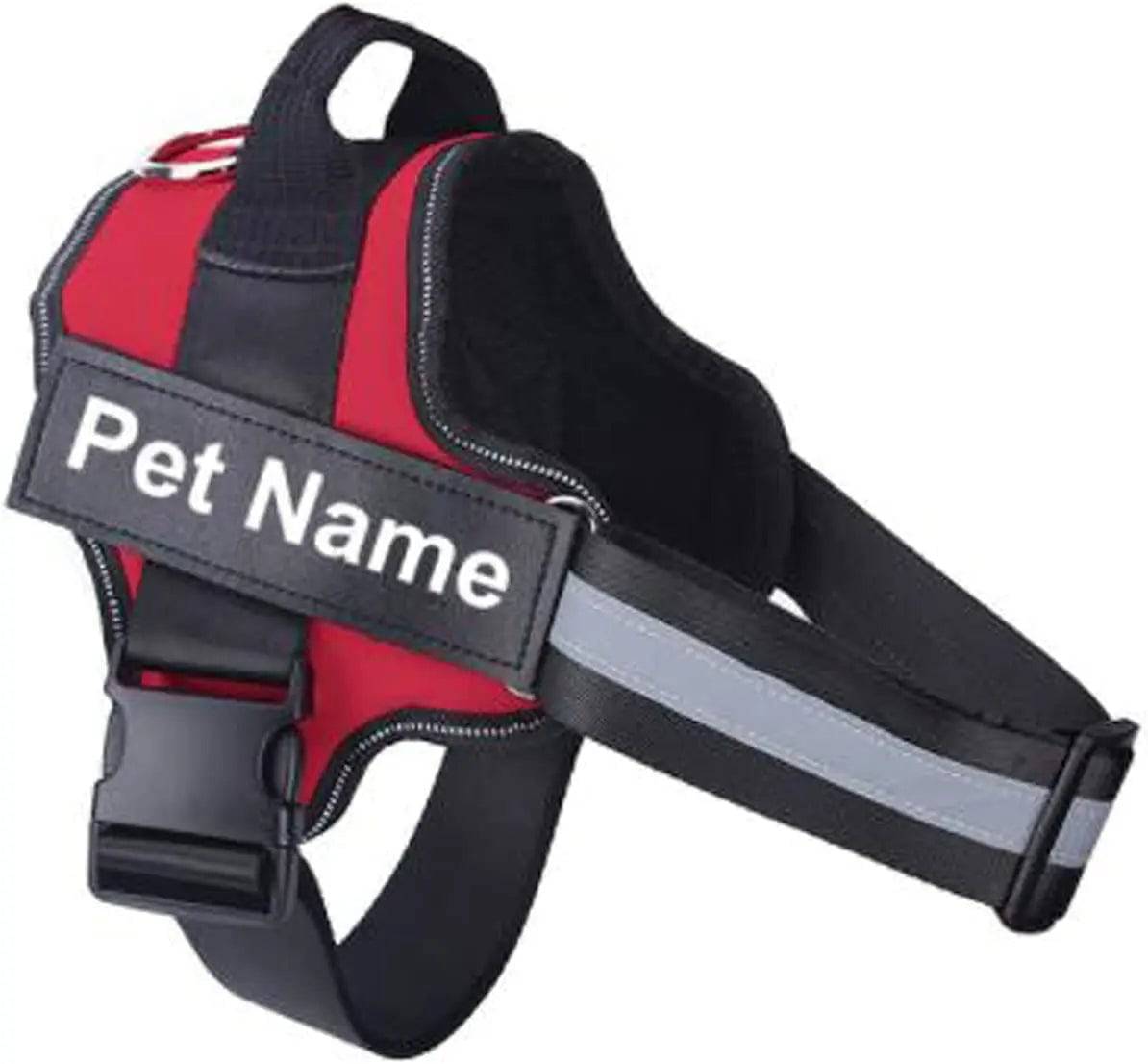 Red Dog Harness No Pull Reflective Breathable Pet Harness With Name For Dogs Custom Patch Adjustable Outdoor Walking Dog Supplies TRENDYPET'S ZONE