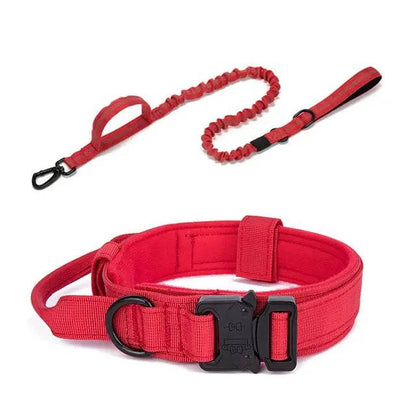 Red Durable Tactical Dog Collar Leash Set Military Pet Collars Heavy Duty For Dogs Training Accessories TRENDYPET'S ZONE