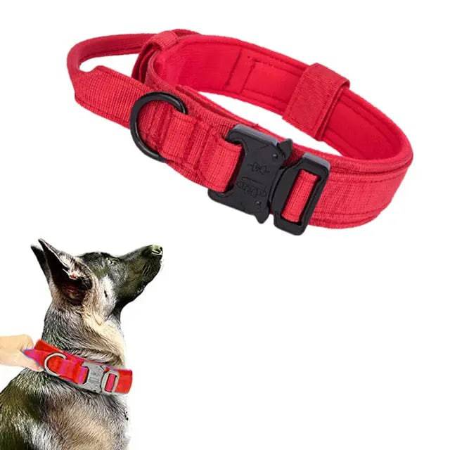 Red Durable Tactical Dog Collar Leash Set Military Pet Collars Heavy Duty For Dogs Training Accessories TRENDYPET'S ZONE