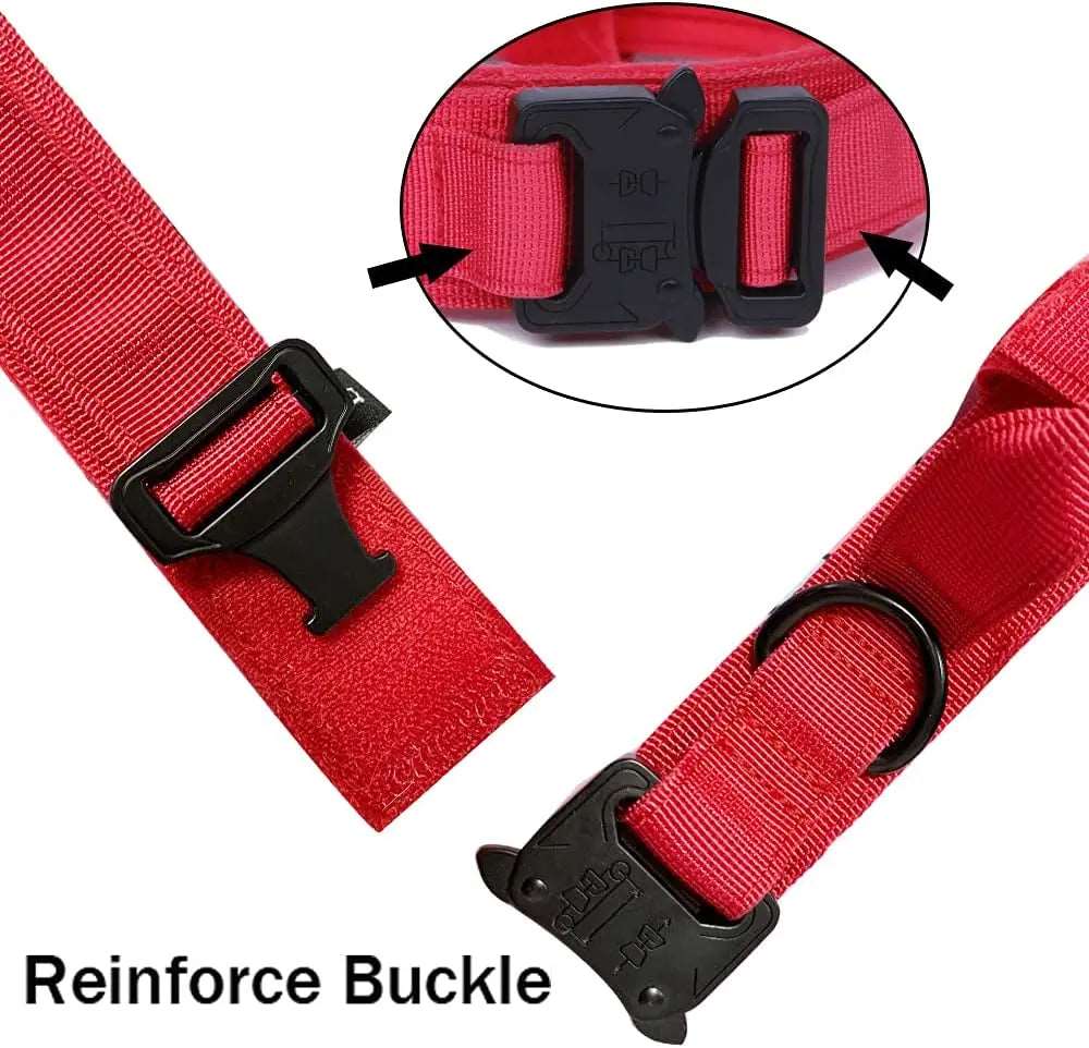 Red Durable Tactical Dog Collar Leash Set Military Pet Collars Heavy Duty For Dogs Training Accessories TRENDYPET'S ZONE