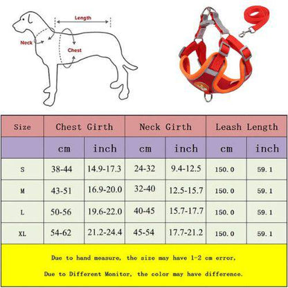 Red Pet Dog Harness and Leash Set Adjustable Puppy Harness Vest Reflective Walking Lead Leash For Small Dogs Chihuahua TRENDYPET'S ZONE