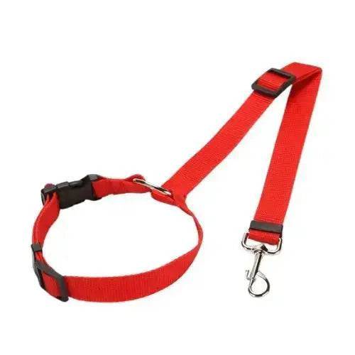 Red Solid Color Two-in-one Pet Car Seat Belt Nylon Lead Leash Backseat Safety Belt Adjustable Dogs Harness Collar Pet Accessories TRENDYPET'S ZONE