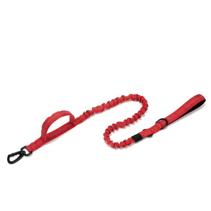 Red Tactical Dog Leash Elastic Dog Strap NO PULL Nylon Reflective Lead Traction Rope Training Walking Hunting Durable Dog Leash Line TRENDYPET'S ZONE