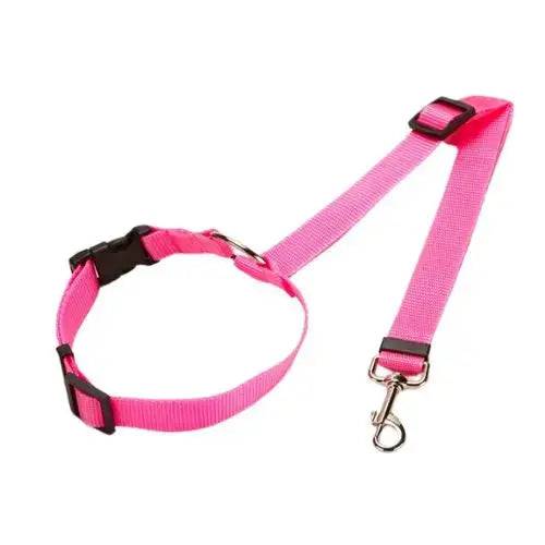 Rose Solid Color Two-in-one Pet Car Seat Belt Nylon Lead Leash Backseat Safety Belt Adjustable Dogs Harness Collar Pet Accessories - Trendypet's Zone