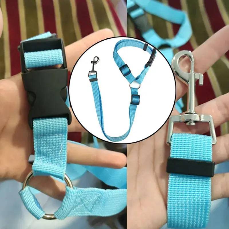 Rose Solid Color Two-in-one Pet Car Seat Belt Nylon Lead Leash Backseat Safety Belt Adjustable Dogs Harness Collar Pet Accessories TRENDYPET'S ZONE