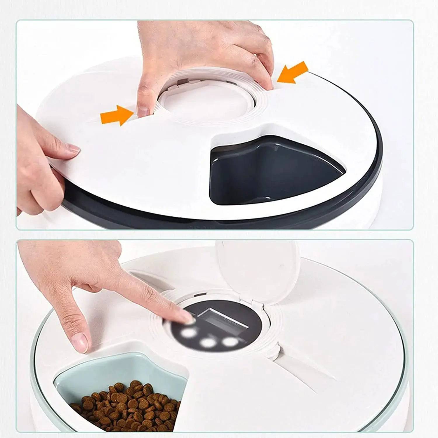 Six Grid Feeder Smart Automatic Pet Feeder With Voice Record Stainless Steel Lcd - Trendypet's Zone