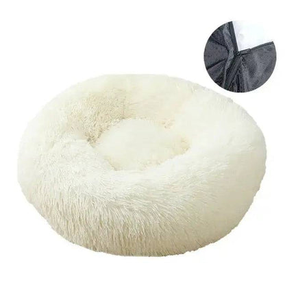 White Detachable Dog & Cat Bed With Zipper Round Mat Thicken Plush TRENDYPET'S ZONE