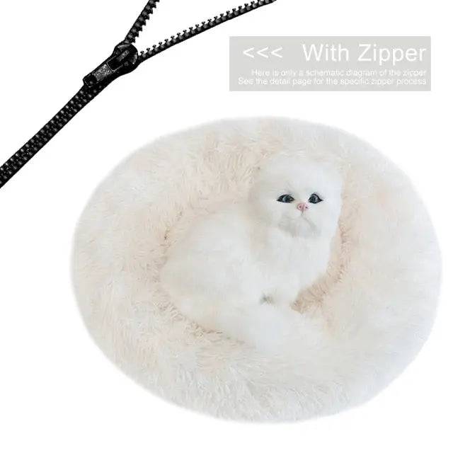 White Detachable Dog & Cat Bed With Zipper Round Mat Thicken Plush TRENDYPET'S ZONE