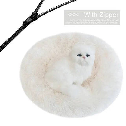 White Detachable Dog & Cat Bed With Zipper Round Mat Thicken Plush TRENDYPET'S ZONE