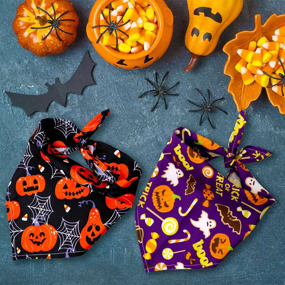 Adorable Halloween Pet Bandana Bib Pumpkin Bat Pattern TRENDYPET'S ZONE