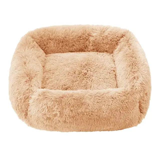 Apricot Fluffy Dog Sofa Bed Square Pet Beds Cat Mat Plush Dogs House Indoor Winter Warm Pet Sleeping Kennel For Small Medium Large Dogs - Trendypet's Zone