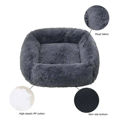 Apricot Fluffy Dog Sofa Bed Square Pet Beds Cat Mat Plush Dogs House Indoor Winter Warm Pet Sleeping Kennel For Small Medium Large Dogs - Trendypet's Zone