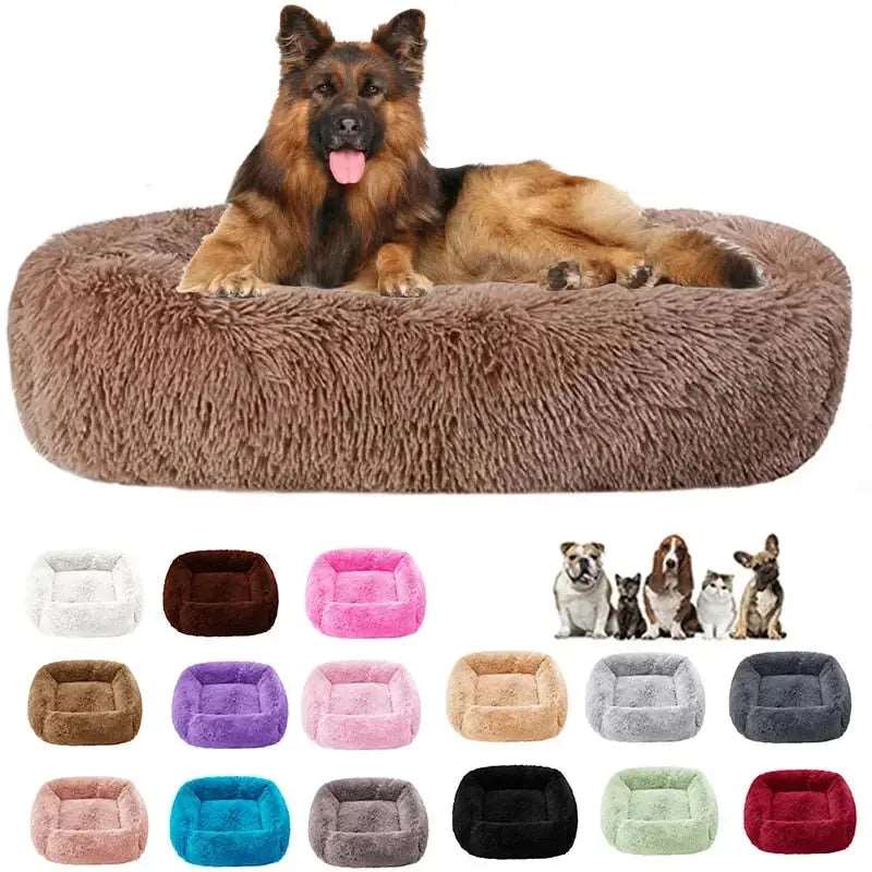 Apricot Fluffy Dog Sofa Bed Square Pet Beds Cat Mat Plush Dogs House Indoor Winter Warm Pet Sleeping Kennel For Small Medium Large Dogs - Trendypet's Zone