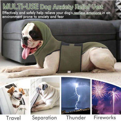 Army Green Dog Anti-Anxiety Vest Calming Jacket with Hoodie TRENDYPET'S ZONE