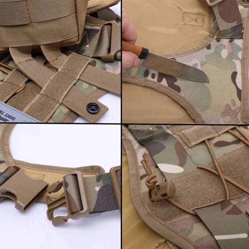 Army Green Tactical Dog Pet Vest With Bags Military Harness Leash Set TRENDYPET'S ZONE