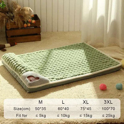 Avocado Green Pet Mat for Winter Luxury Pad for Small Medium Large Dogs Cats Plaid Fluff Sleeping Removable Washable Pet Bed TRENDYPET'S ZONE