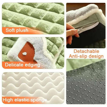 Avocado Green Pet Mat for Winter Luxury Pad for Small Medium Large Dogs Cats Plaid Fluff Sleeping Removable Washable Pet Bed TRENDYPET'S ZONE