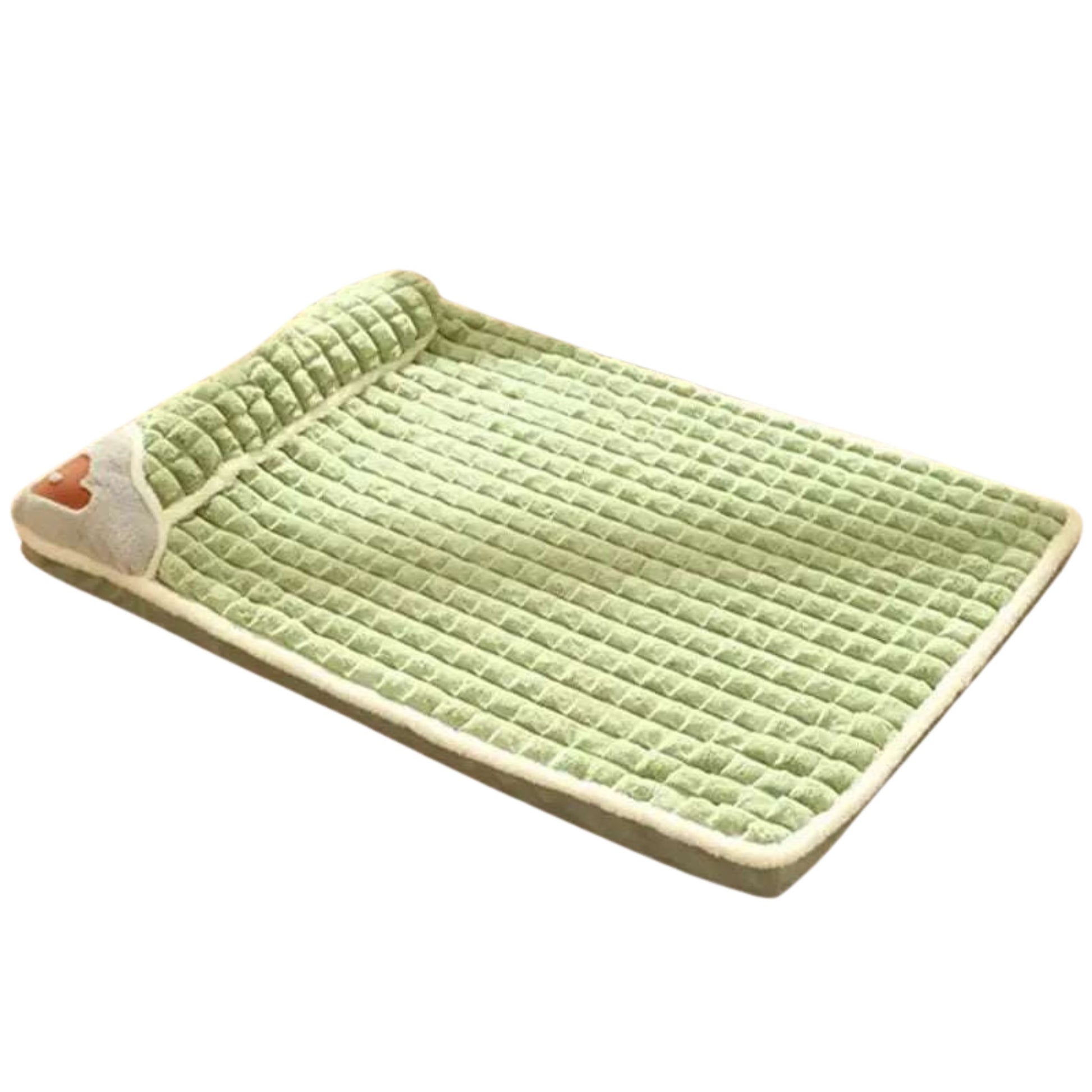 Avocado Green Pet Mat for Winter Luxury Pad for Small Medium Large Dogs Cats Plaid Fluff Sleeping Removable Washable Pet Bed TRENDYPET'S ZONE