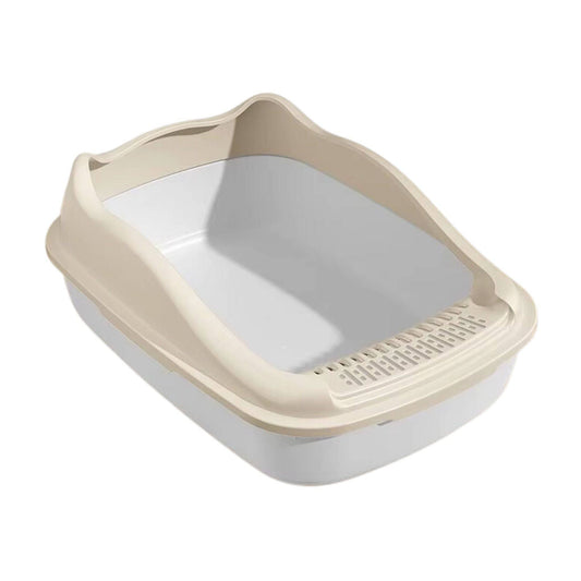 Beige Cat Litter Box Pet Sandbox for Kitty Anti-Splash Kitten Toilet Tray Bedpan Cleaning TRENDYPET'S ZONE