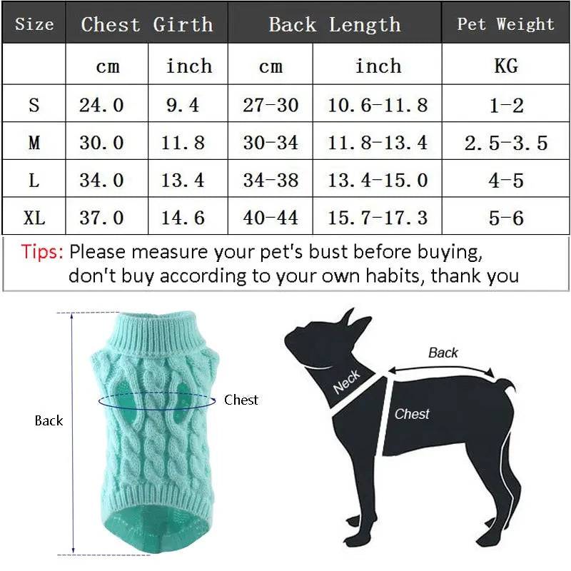 Beige Dog Cat Sweaters for Winter Warm Clothes Turtleneck Knitted Vest Coat - Trendypet's Zone