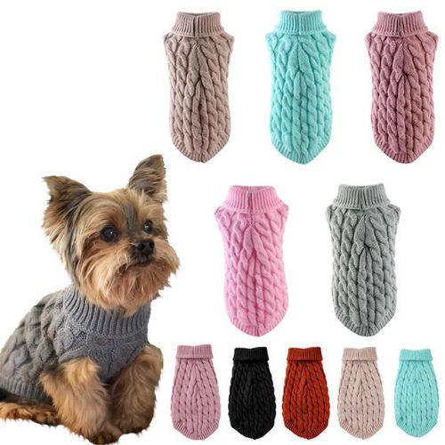 Beige Dog Cat Sweaters for Winter Warm Clothes Turtleneck Knitted Vest Coat - Trendypet's Zone