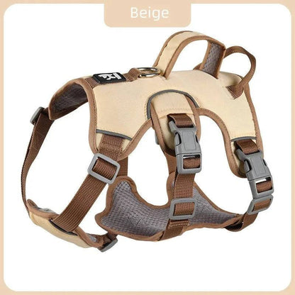 Beige Dog Harness NO PULL Outdoor Walking Breathable Reflective Adjustable Harness for Small Medium Large Dogs TRENDYPET'S ZONE