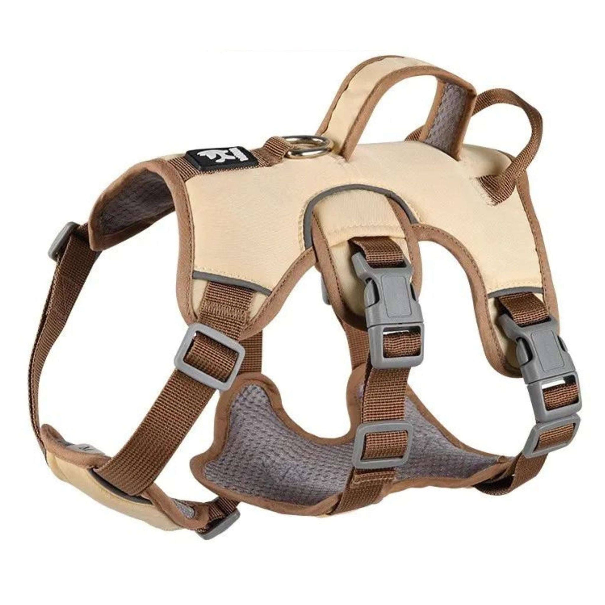 Beige Dog Harness NO PULL Outdoor Walking Breathable Reflective Adjustable Harness for Small Medium Large Dogs TRENDYPET'S ZONE